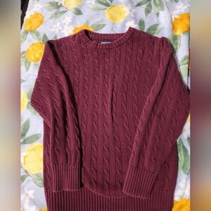 Cherokee Burgundy Cable Knit Sweater Size L